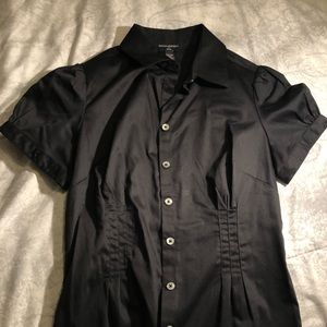 Sleek black button down Banana Republic formal top